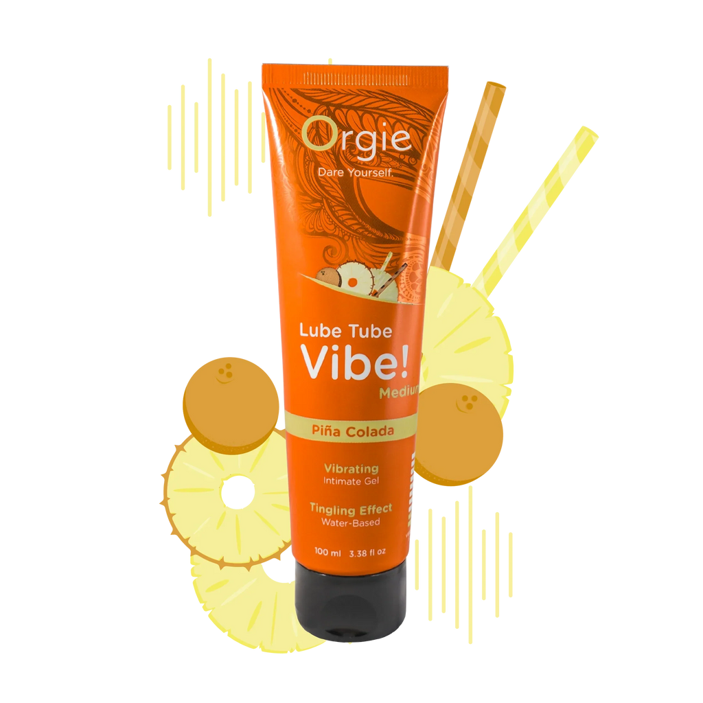 ORGIE | Lube Tube Vibe! Piña Colada – Kissable Vibrating Gel – Level 2