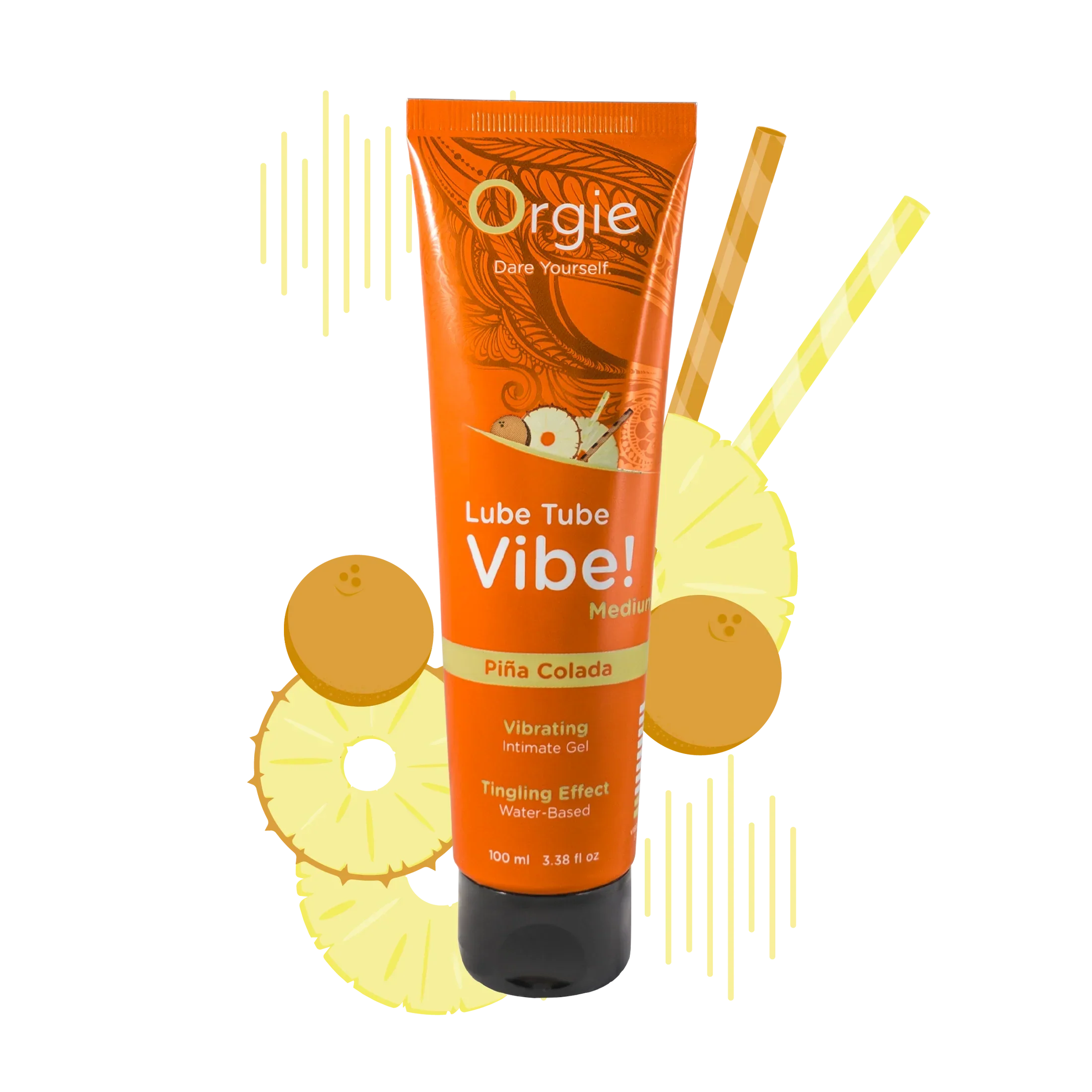 ORGIE | Lube Tube Vibe! Piña Colada – Kissable Vibrating Gel – Level 2