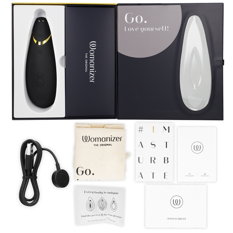 WOMANIZER | Premium 2 – Clitoral Stimulator with Pleasure Air & Autopilot – IPX7 Waterproof – Black / Warm Gray / Blueberry / Raspberry