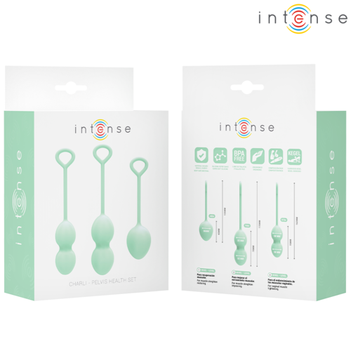 INTENSE Charli Kegel -kuulasetti – 3-tasoinen lantionpohjan treenisarja (Ocean Blue / Light Jade Green / Violet)