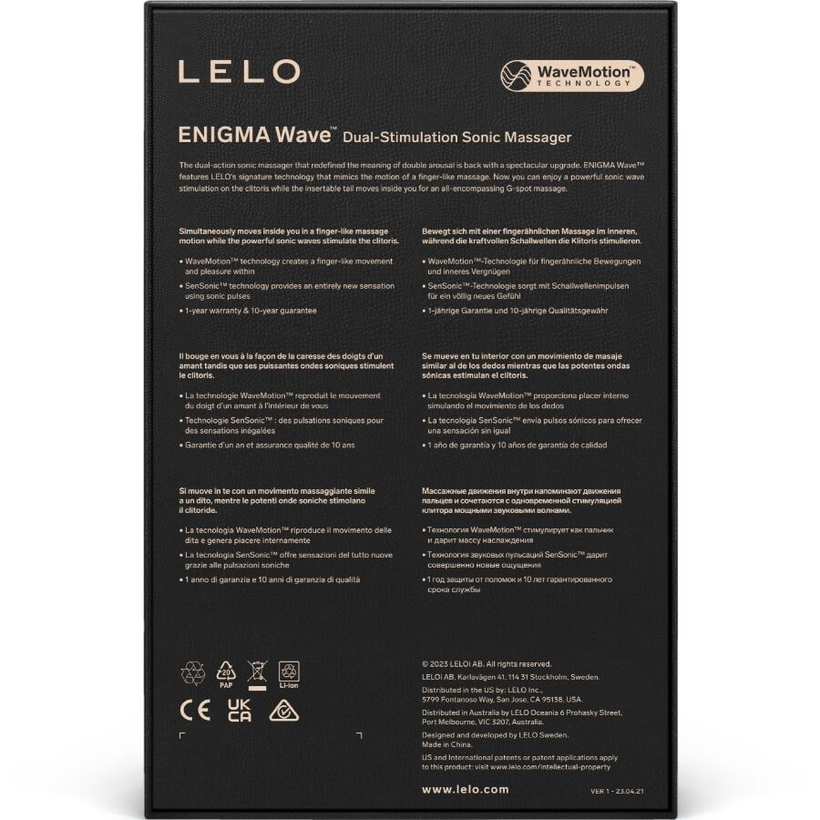 LELO | ENIGMA WAVE™ – Triple Stimulation Sonic Massager – Black & Cyber Purple