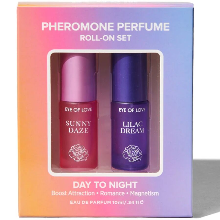 EYE OF LOVE Bloom Day to Night Pheromone Roll-On Perfume Set for Her – 2 × 5 ml