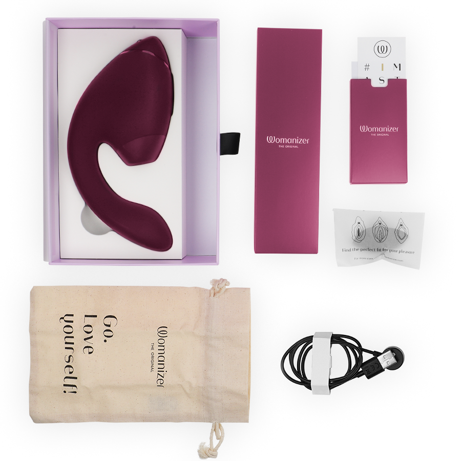 WOMANIZER | Duo Next – Divkāršs klitora un G-punkta stimulators – 3D Pleasure Air + dziļa vibrācija – Tumši violets / Tumši rozā / Melns