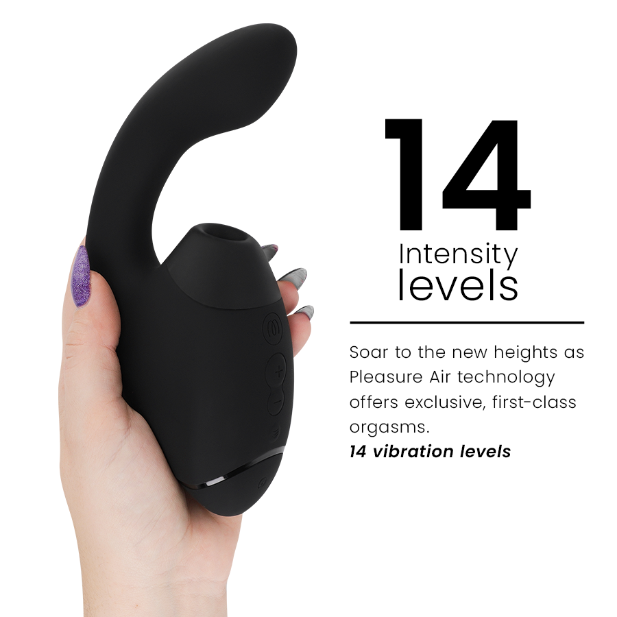 WOMANIZER | Duo Next – Divkāršs klitora un G-punkta stimulators – 3D Pleasure Air + dziļa vibrācija – Tumši violets / Tumši rozā / Melns