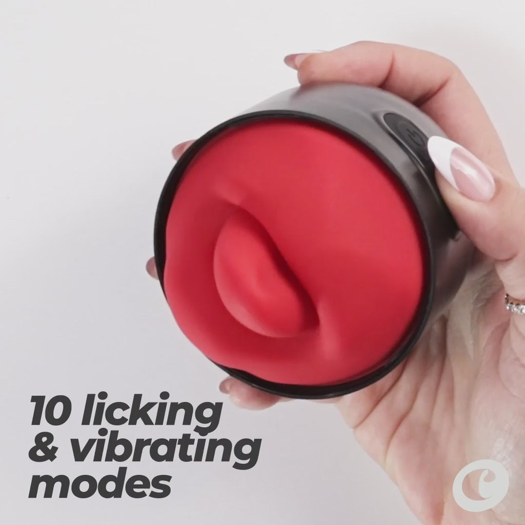 CRUSHIOUS | Slurpy – Noņemams 2-in-1 masturbators ar mēles stimulatoru, rotāciju un vibrāciju – 22 cm