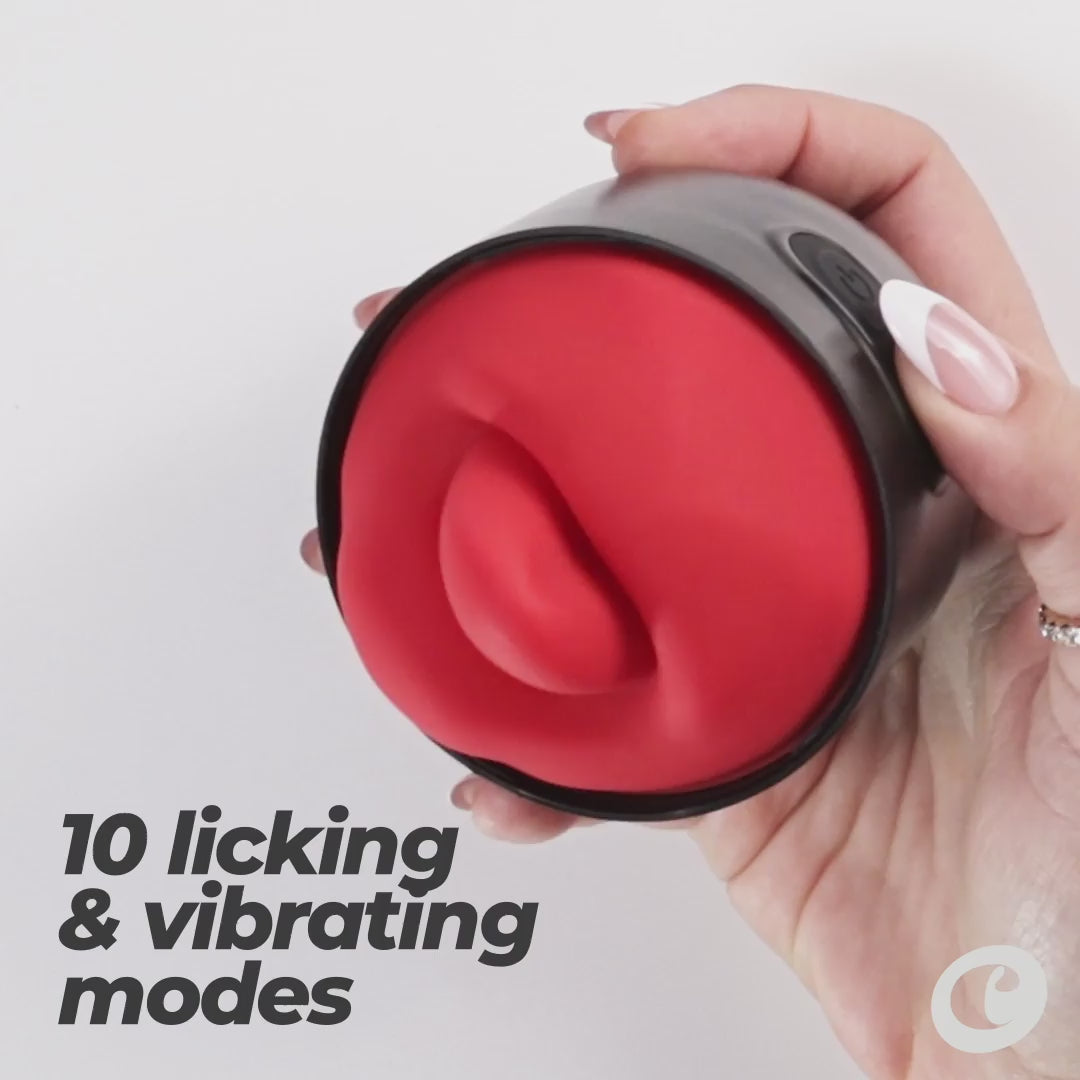 CRUSHIOUS | Slurpy – разборный мастурбатор 2-в-1 со стимулятором в форме языка, вращением и вибрацией – 22 см