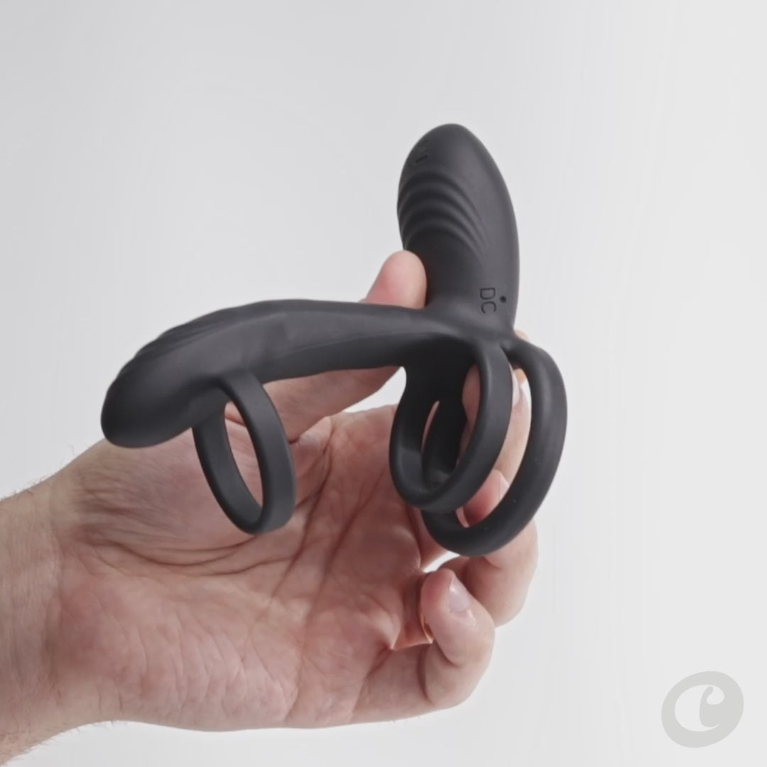 CRUSHIOUS Tornado pyörivä penisrengas ja -holkki värinällä